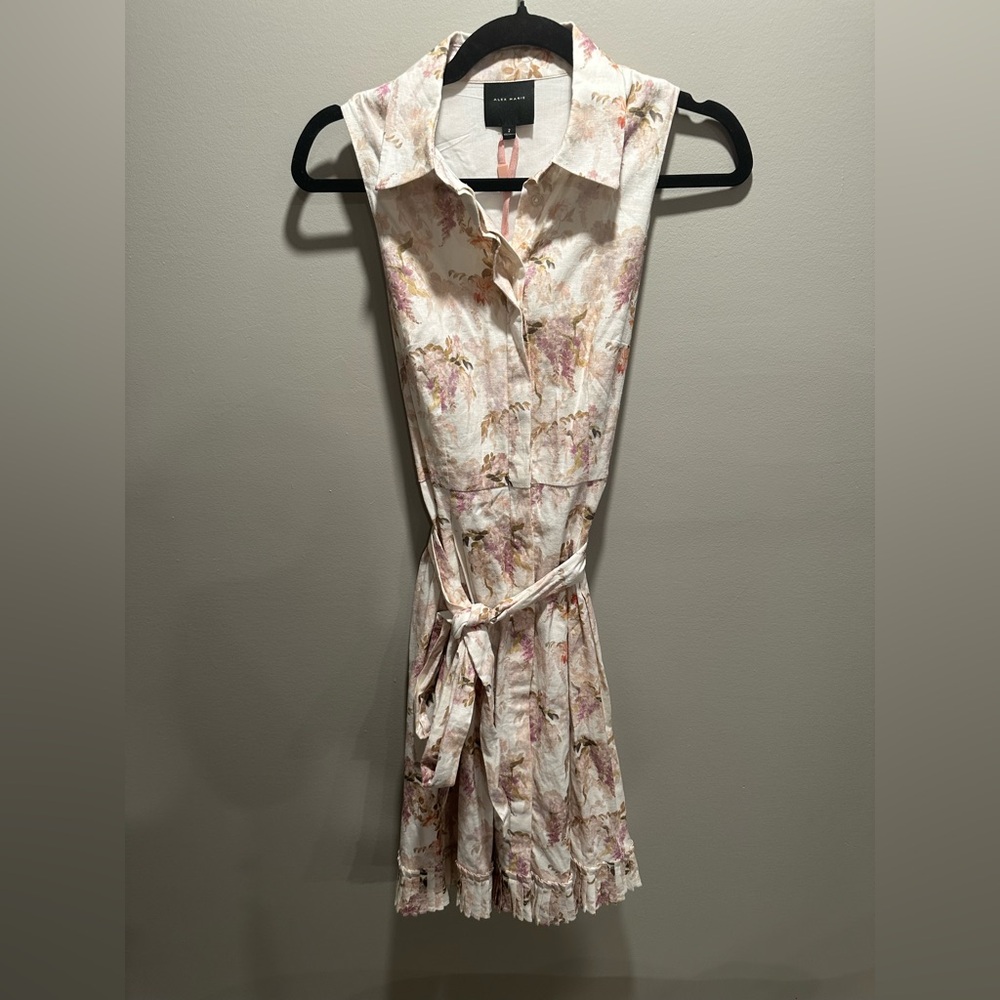 Alex Marie Pastel Floral Button-Down Mini Dress